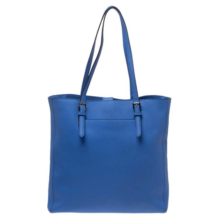 Pre Owned MICHAEL Michael Kors Blue Leather Large Jet Set Travel Tote