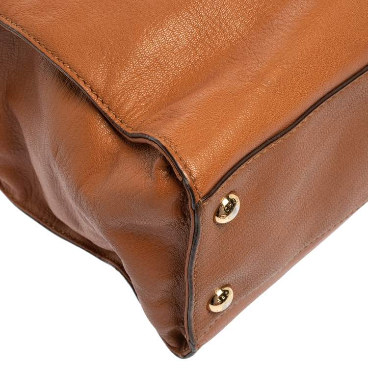 Pre Owned MICHAEL Michael Kors Brown Leather Large Hamilton North South Tote