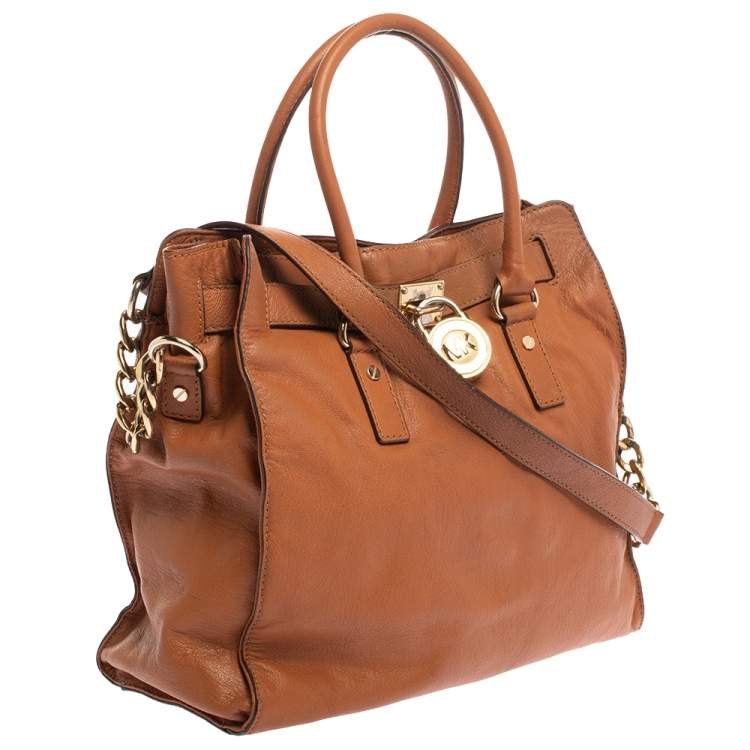 Pre Owned MICHAEL Michael Kors Brown Leather Large Hamilton North South Tote