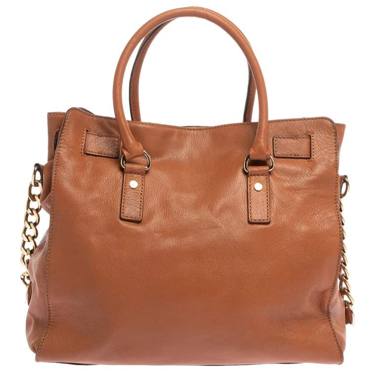 Pre Owned MICHAEL Michael Kors Brown Leather Large Hamilton North South Tote