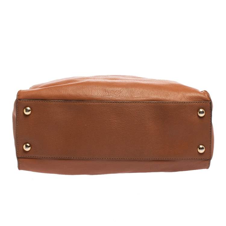 Pre Owned MICHAEL Michael Kors Brown Leather Large Hamilton North South Tote