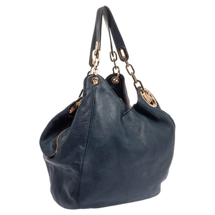 Pre Owned Michael Kors Navy Blue Leather Lillie Hobo 