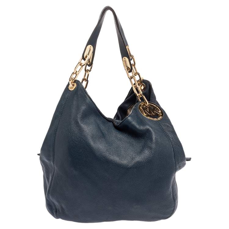 Pre Owned Michael Kors Navy Blue Leather Lillie Hobo 