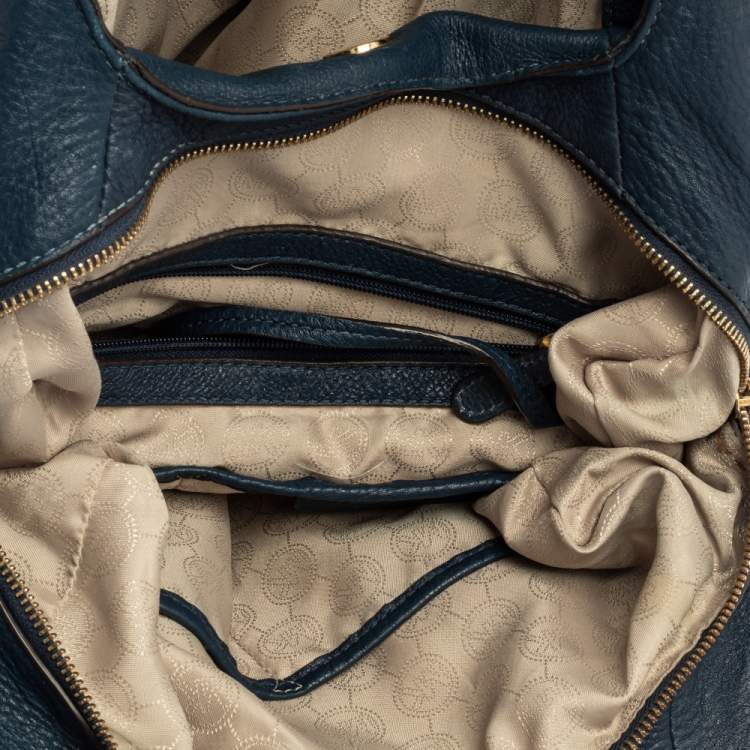 Pre Owned Michael Kors Navy Blue Leather Lillie Hobo 