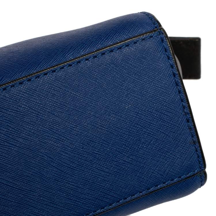 Pre Owned MICHAEL Micheal Kors Blue/Black Leather Small Selma Crossbody Bag