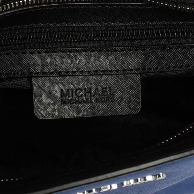 Pre Owned MICHAEL Micheal Kors Blue/Black Leather Small Selma Crossbody Bag