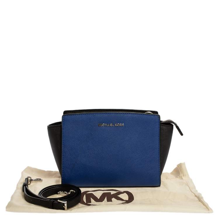 Pre Owned MICHAEL Micheal Kors Blue/Black Leather Small Selma Crossbody Bag