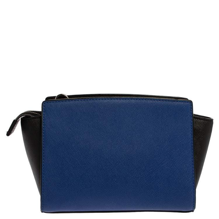 Pre Owned MICHAEL Micheal Kors Blue/Black Leather Small Selma Crossbody Bag