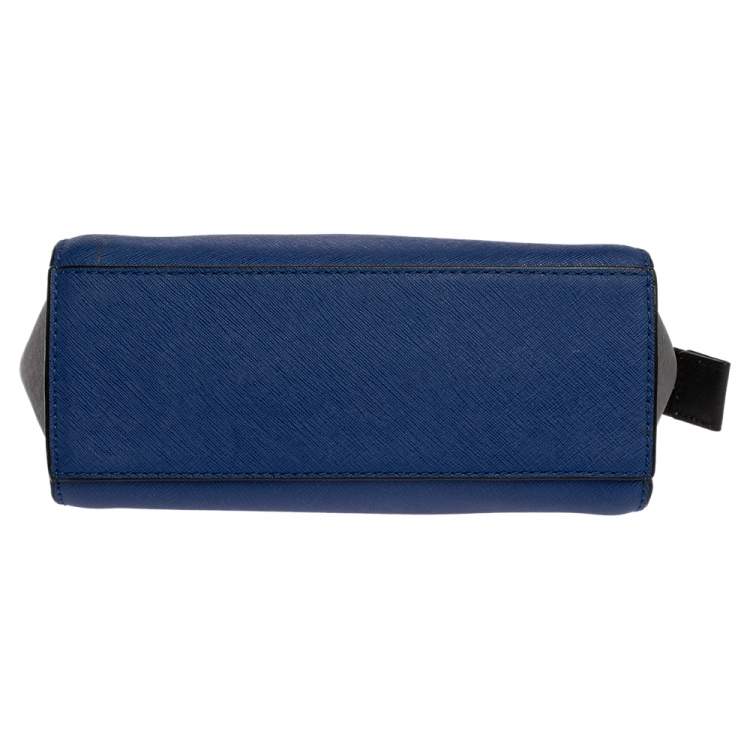 Pre Owned MICHAEL Micheal Kors Blue/Black Leather Small Selma Crossbody Bag