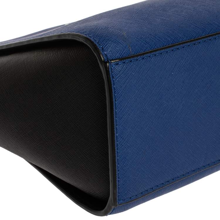 Pre Owned MICHAEL Micheal Kors Blue/Black Leather Small Selma Crossbody Bag