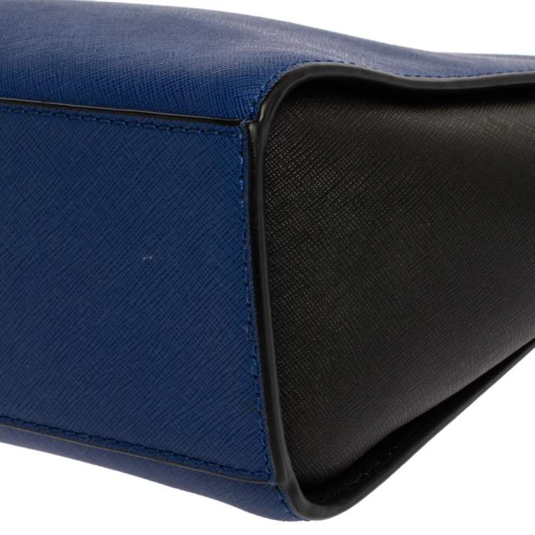 Pre Owned MICHAEL Micheal Kors Blue/Black Leather Small Selma Crossbody Bag