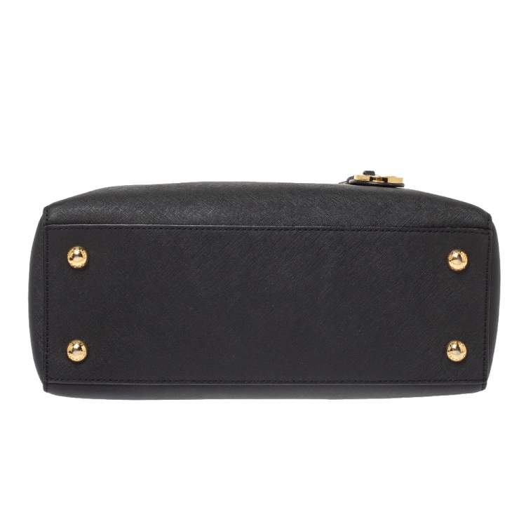 Pre Owned Michael Michael Kors Black Leather Jet Set Tote 