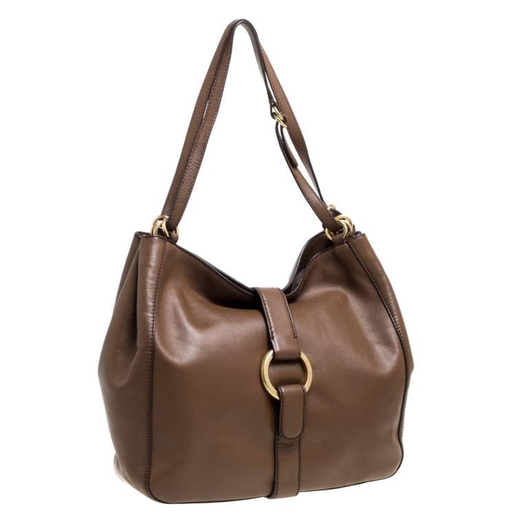 Pre Owned MICHAEL Michael Kors Brown Leather Quincy Shoulder Bag