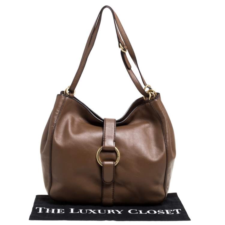 Pre Owned MICHAEL Michael Kors Brown Leather Quincy Shoulder Bag