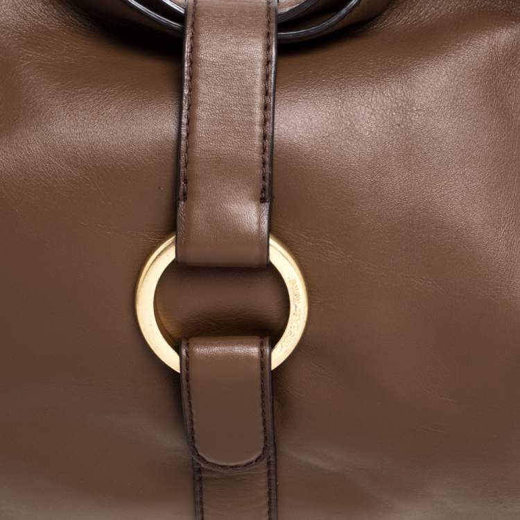 Pre Owned MICHAEL Michael Kors Brown Leather Quincy Shoulder Bag