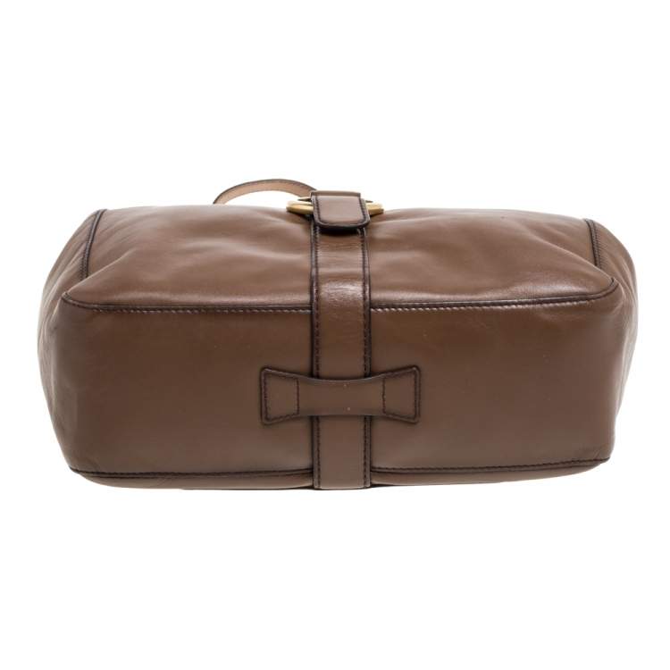 Pre Owned MICHAEL Michael Kors Brown Leather Quincy Shoulder Bag