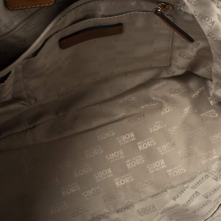 Pre Owned Michael Kors Tri Color Canvas and Leather Striped Tote 