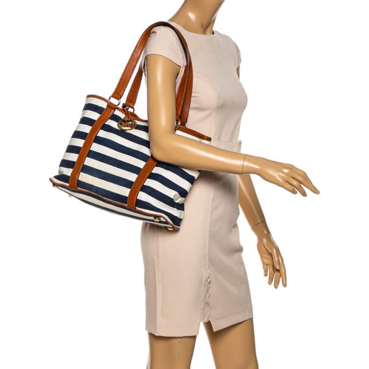 Michael Kors Tri Color Canvas and Leather Striped Tote MICHAEL Michael Kors  | TLC