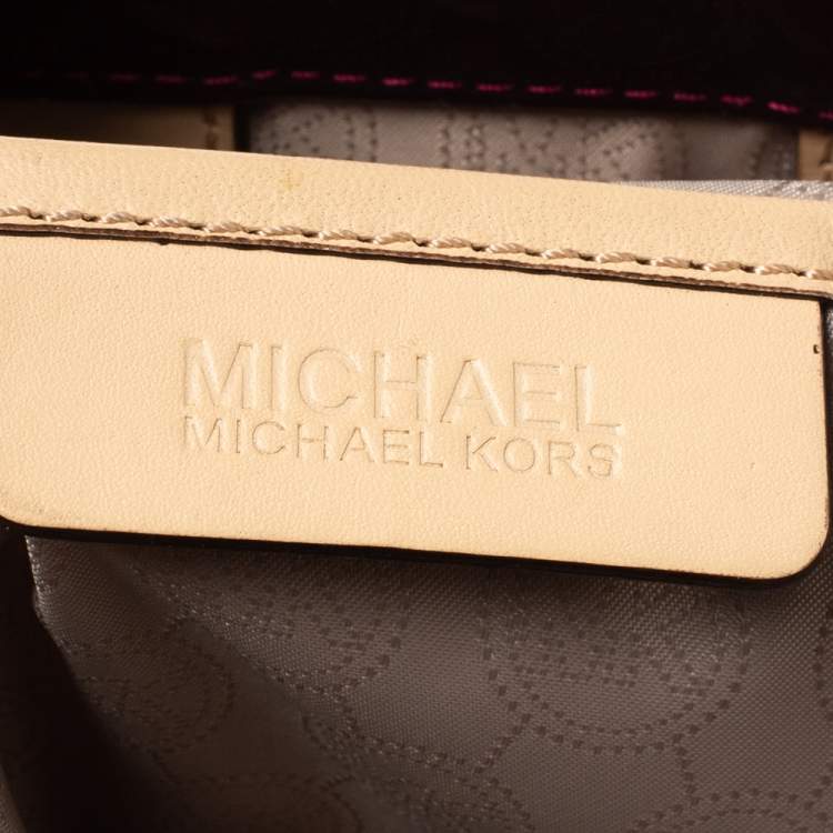 Pre Owned MICHAEL Michael Kors Burgundy Patent Leather Jet Set North South Logo Tote
