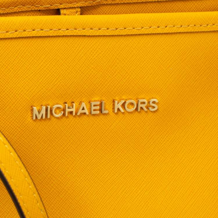 Pre Owned MICHAEL Michael Kors Mustard Leather Jet Set Travel Tote