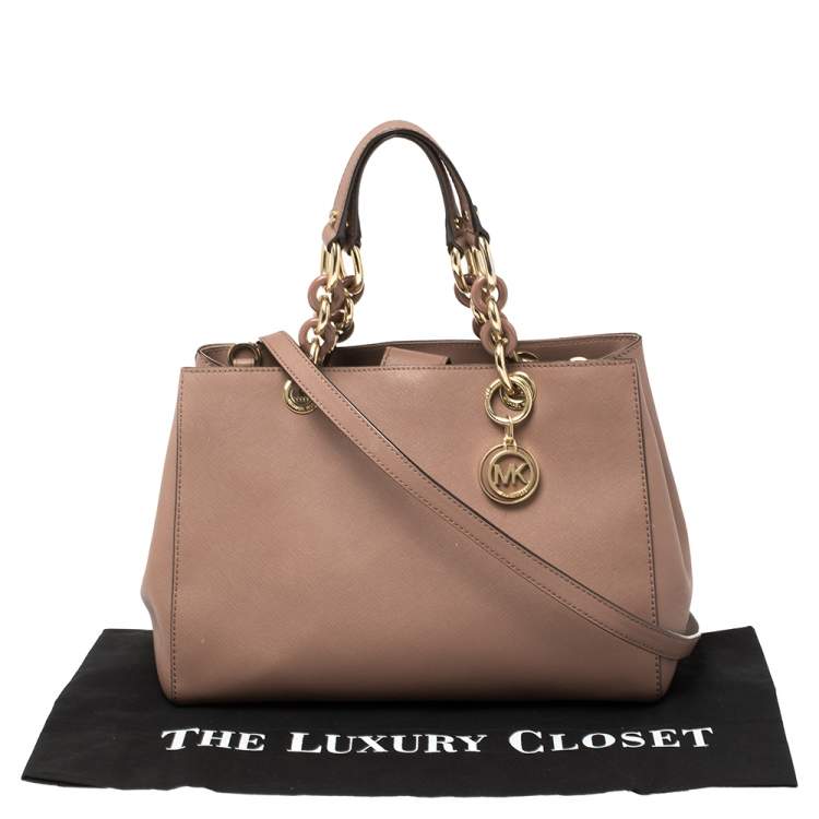 Pre Owned Michael Michael Kors Old Rose Leather Sofia Tote
