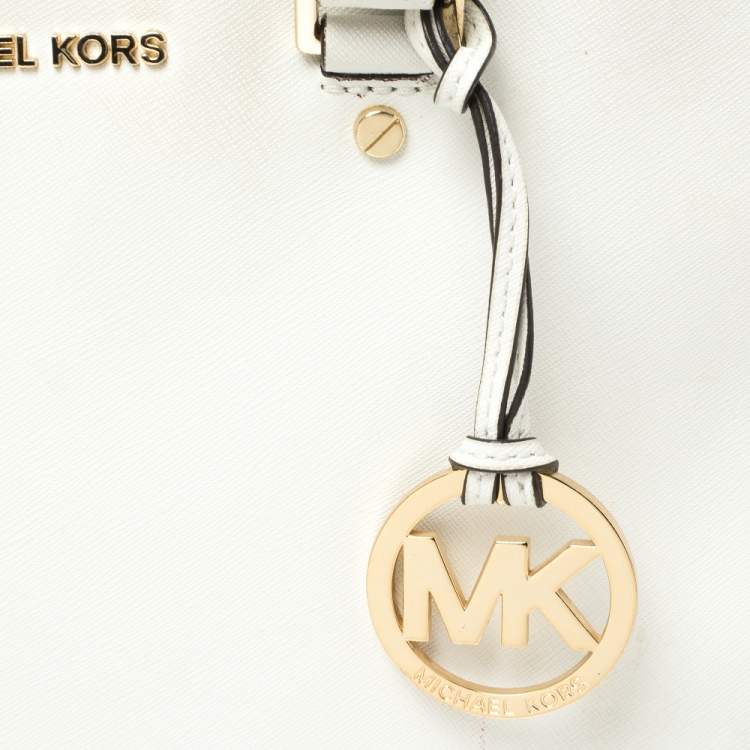 Pre Owned MICHAEL Michael Kors White Leather Medium Sutton Tote