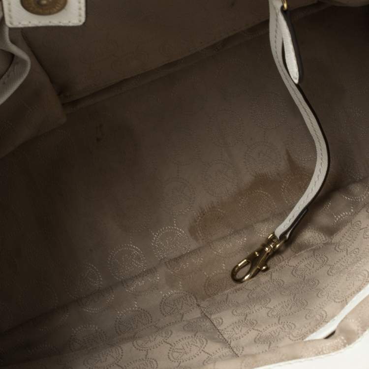 Pre Owned MICHAEL Michael Kors White Leather Medium Sutton Tote