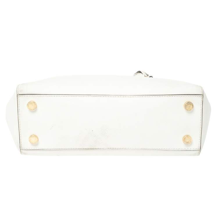 Pre Owned MICHAEL Michael Kors White Leather Medium Sutton Tote