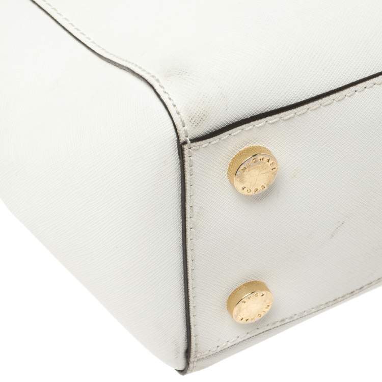 Pre Owned MICHAEL Michael Kors White Leather Medium Sutton Tote