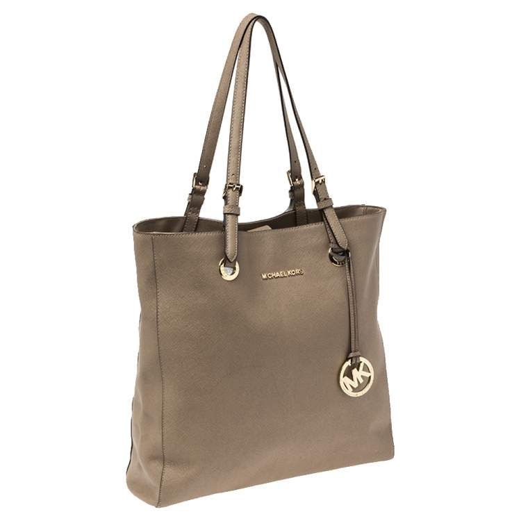 Pre Owned MICHAEL Michael Kors Brown Leather Jet Set North South Tote