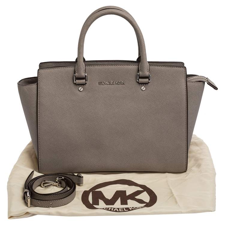 Pre Owned MICHAEL Michael Kors Grey Leather Large Selma Tote