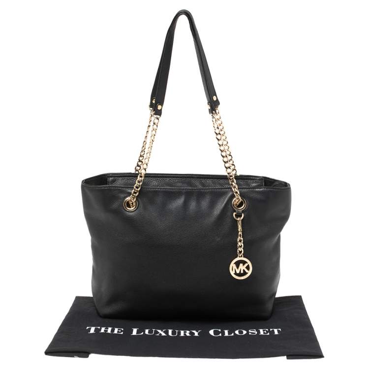Pre Owned MICHAEL Micheal Kors Black Leather Jet Set Chain Tote