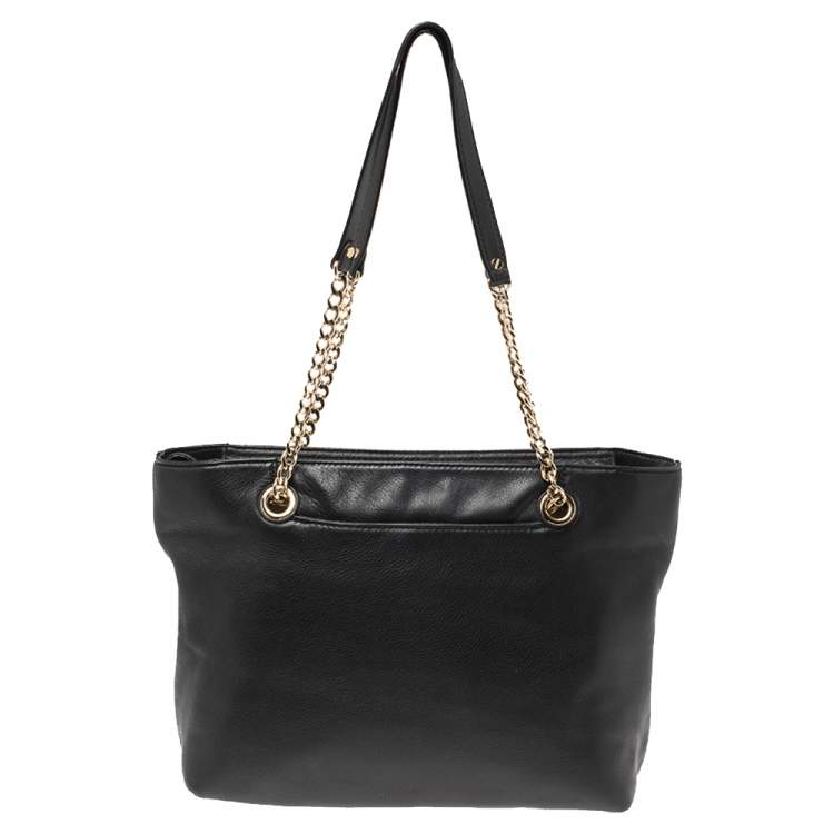 Pre Owned MICHAEL Micheal Kors Black Leather Jet Set Chain Tote