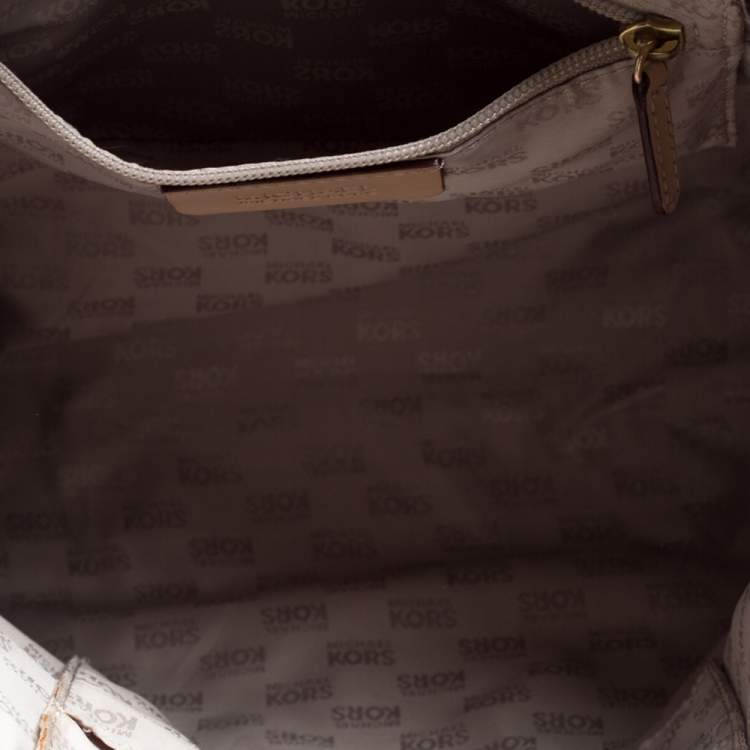 Pre Owned MICHAEL Michael Kors Brown Coated Canvas and Leather Jet Set Tote