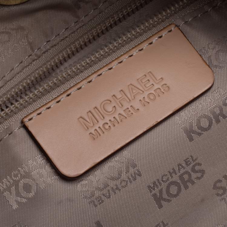 Pre Owned MICHAEL Michael Kors Brown Coated Canvas and Leather Jet Set Tote