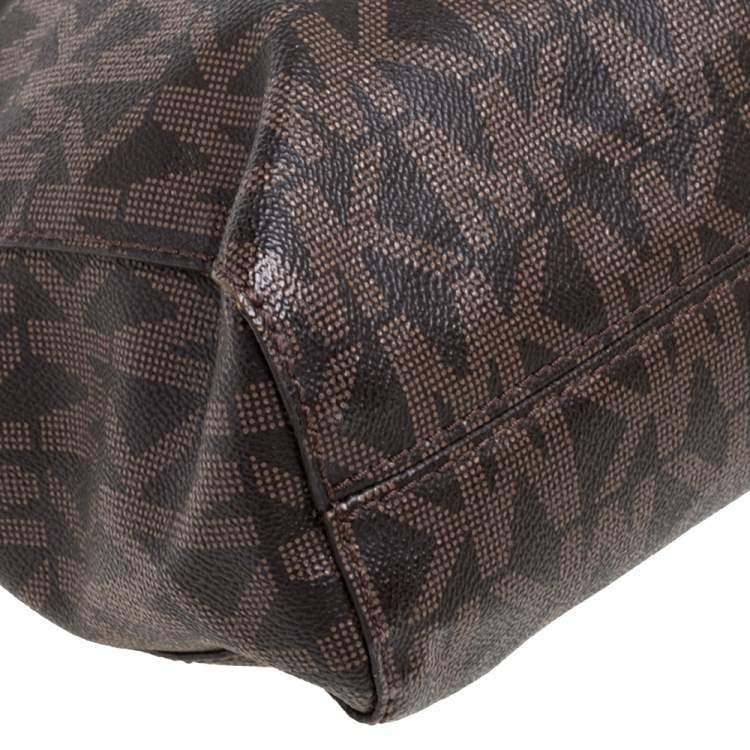 Pre Owned MICHAEL Michael Kors Brown Coated Canvas and Leather Jet Set Tote