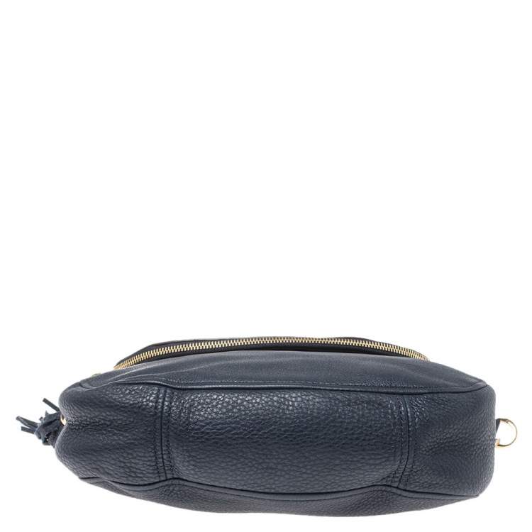 Pre Owned Michael Michael Kors Blue Leather Bedford Top Handle Bag