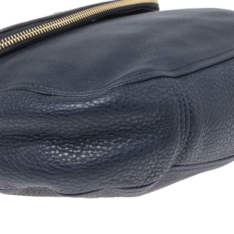 Pre Owned Michael Michael Kors Blue Leather Bedford Top Handle Bag