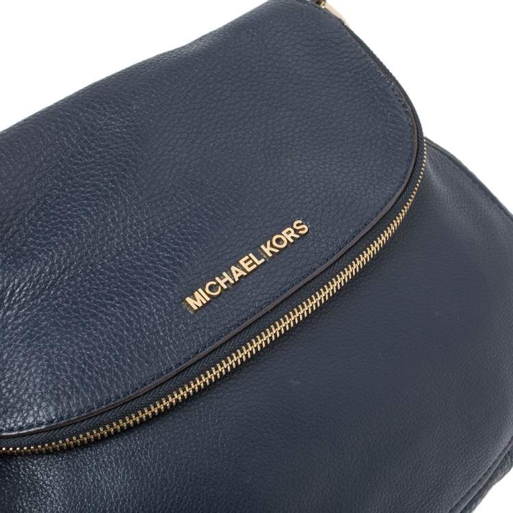 Pre Owned Michael Michael Kors Blue Leather Bedford Top Handle Bag