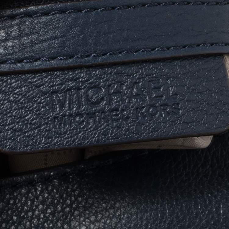 Pre Owned Michael Michael Kors Blue Leather Bedford Top Handle Bag