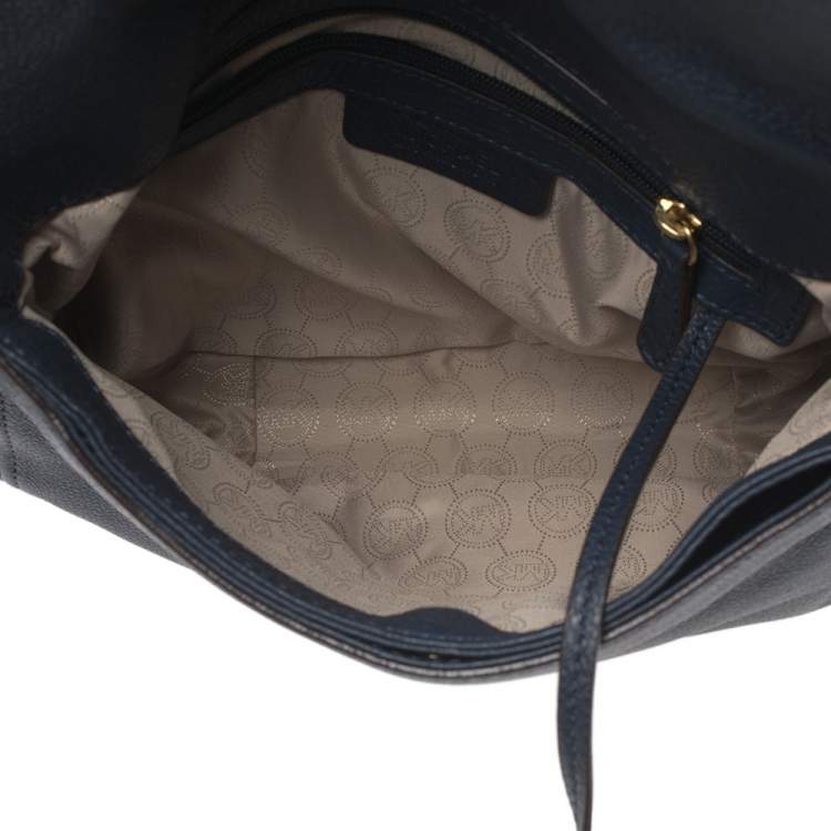 Pre Owned Michael Michael Kors Blue Leather Bedford Top Handle Bag