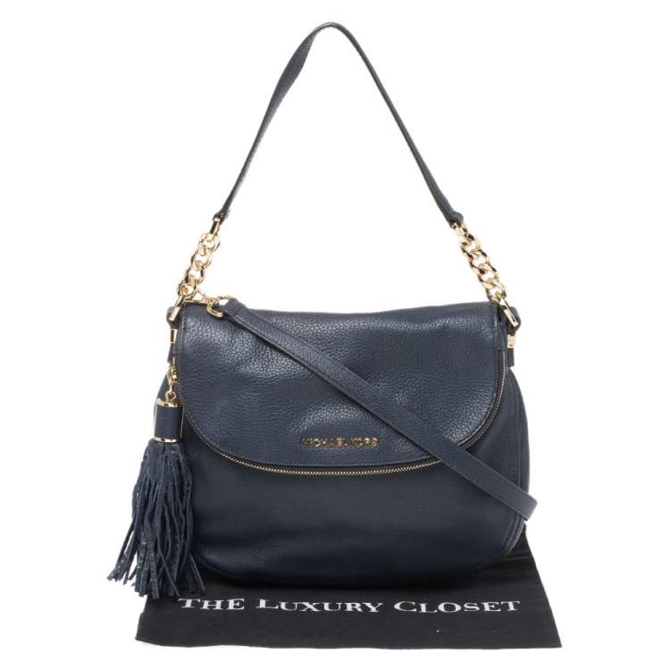 Pre Owned Michael Michael Kors Blue Leather Bedford Top Handle Bag