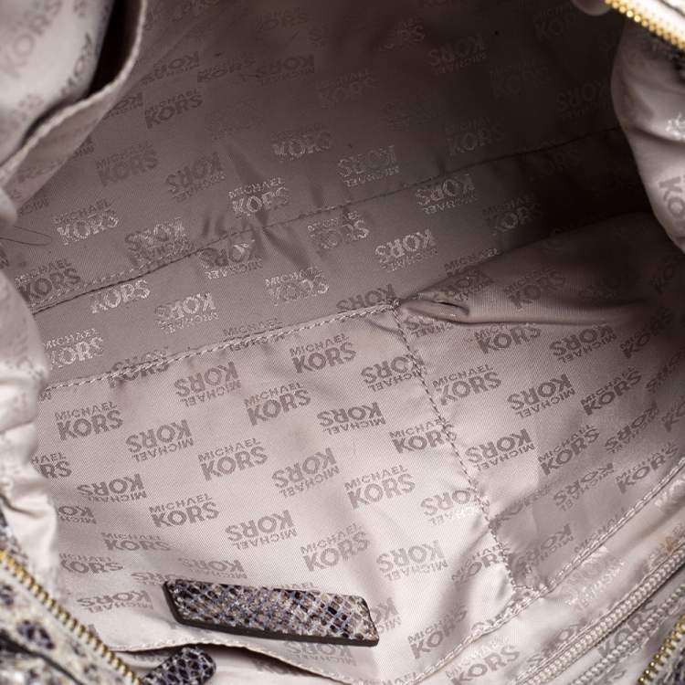 Pre Owned Michael Kors Grey/Black Python Embossed Leather Satchel