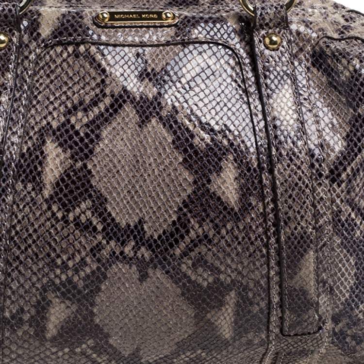 Pre Owned Michael Kors Grey/Black Python Embossed Leather Satchel