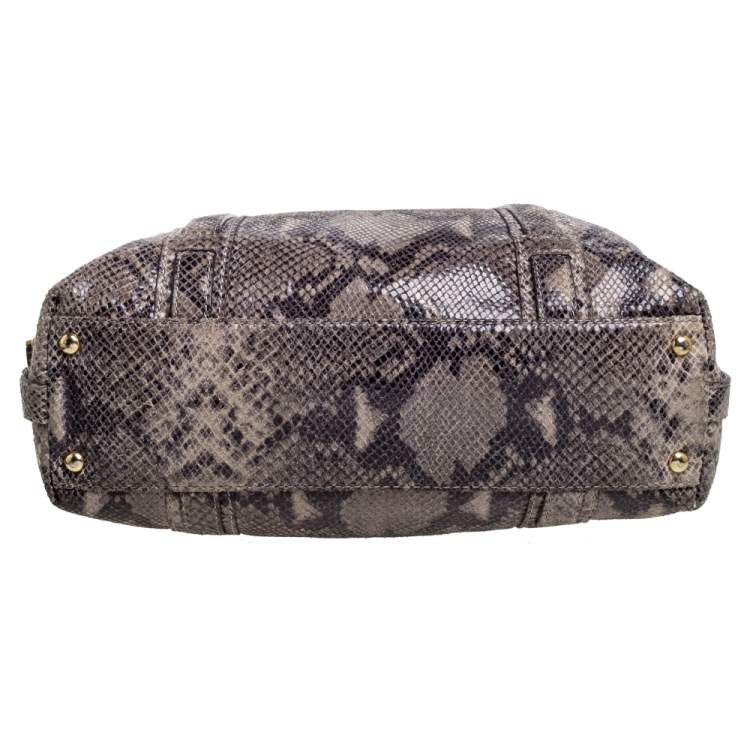 Pre Owned Michael Kors Grey/Black Python Embossed Leather Satchel