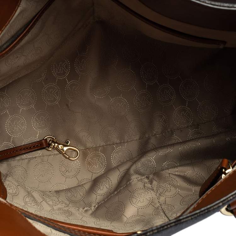 Pre Owned MICHAEL Michael Kors Brown Signature Coated Canvas and Leather Large Hamilton North South Tote