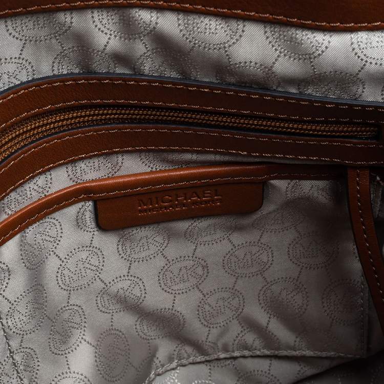 Pre Owned MICHAEL Michael Kors Brown Signature Coated Canvas and Leather Large Hamilton North South Tote