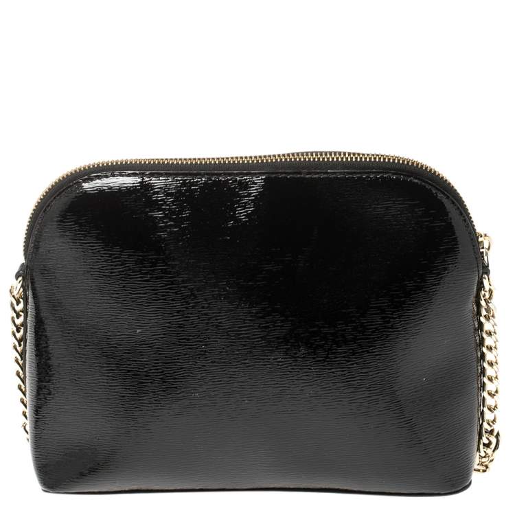 Pre Owned MICHAEL Michael Kors Black Textured Patent Leather Cindy Crossbody Bag
