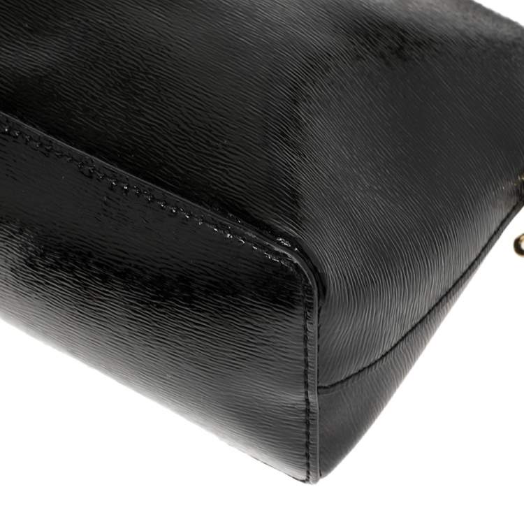 Pre Owned MICHAEL Michael Kors Black Textured Patent Leather Cindy Crossbody Bag