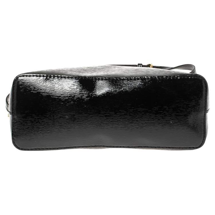 Pre Owned MICHAEL Michael Kors Black Textured Patent Leather Cindy Crossbody Bag